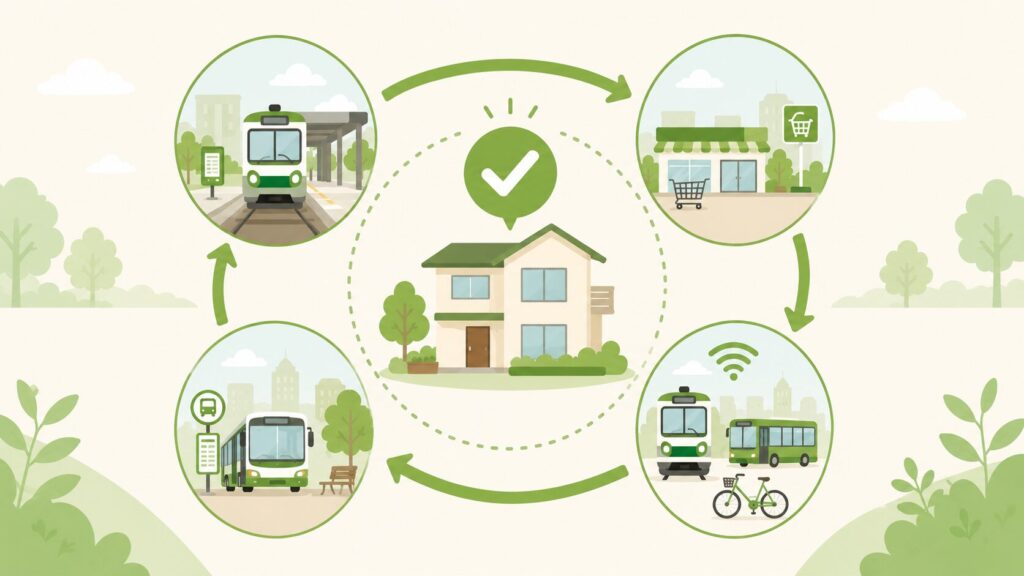 「住む場所を選ぶ=車を持たなくて済む」というセット戦略を視覚化