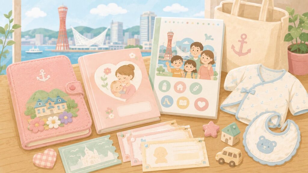 神戸市の妊娠・出産時の支援についてイメージさせるイラスト