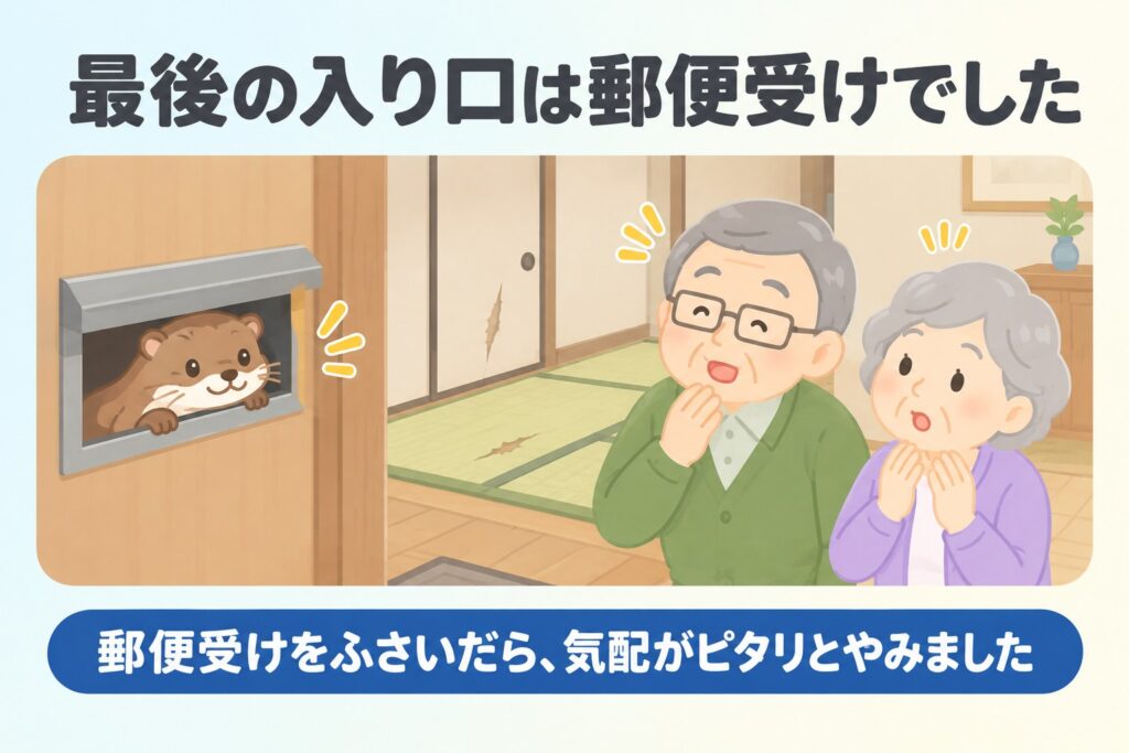最後の入り口は郵便受けでした（郵便受けをふさいだら気配がピタリとやんだ）